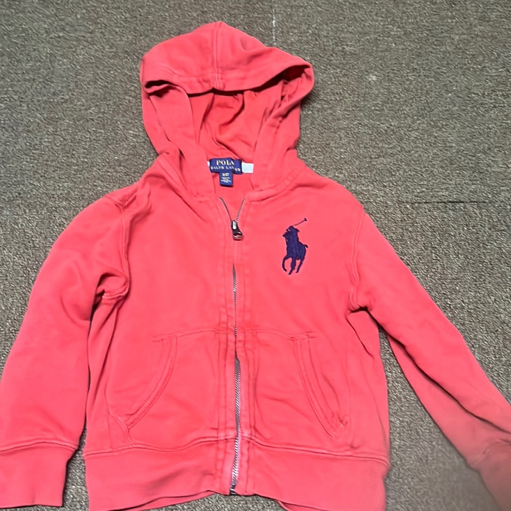 Ralph Lauren polo red zip up long sleeve sweater size 3t